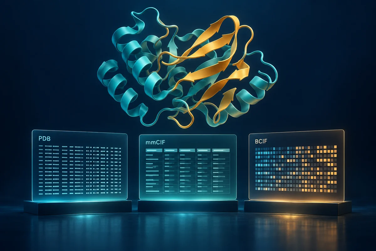 蛋白质结构文件格式：PDB、mmCIF、BCIF 与 PDF 的用途